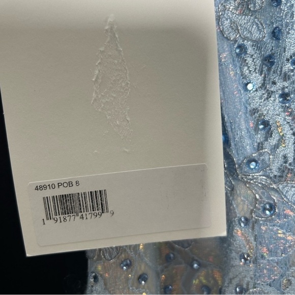 MAC DUGGAL 48910 EMBELLISHED ONE SHOULDER LACE MERMAID POWDER BLUE GOWN  sz 8 - Picture 7 of 7